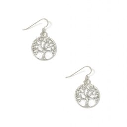 Large tree of life silver drop - dangle earrings 1